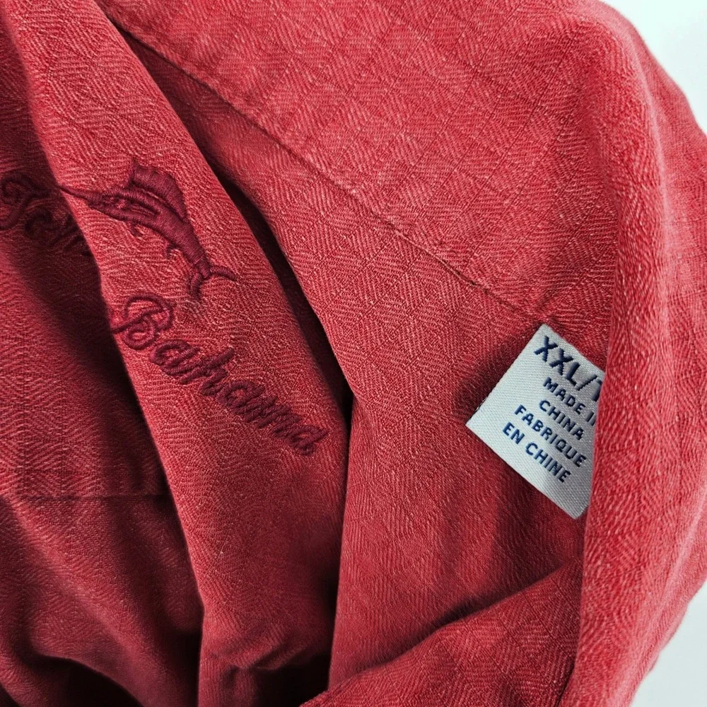 Tommy Bahama Shirt Mens XXL Silk Camp Maroon Hawaiian Button Up Short Sleeve‎ - Picture 9 of 11